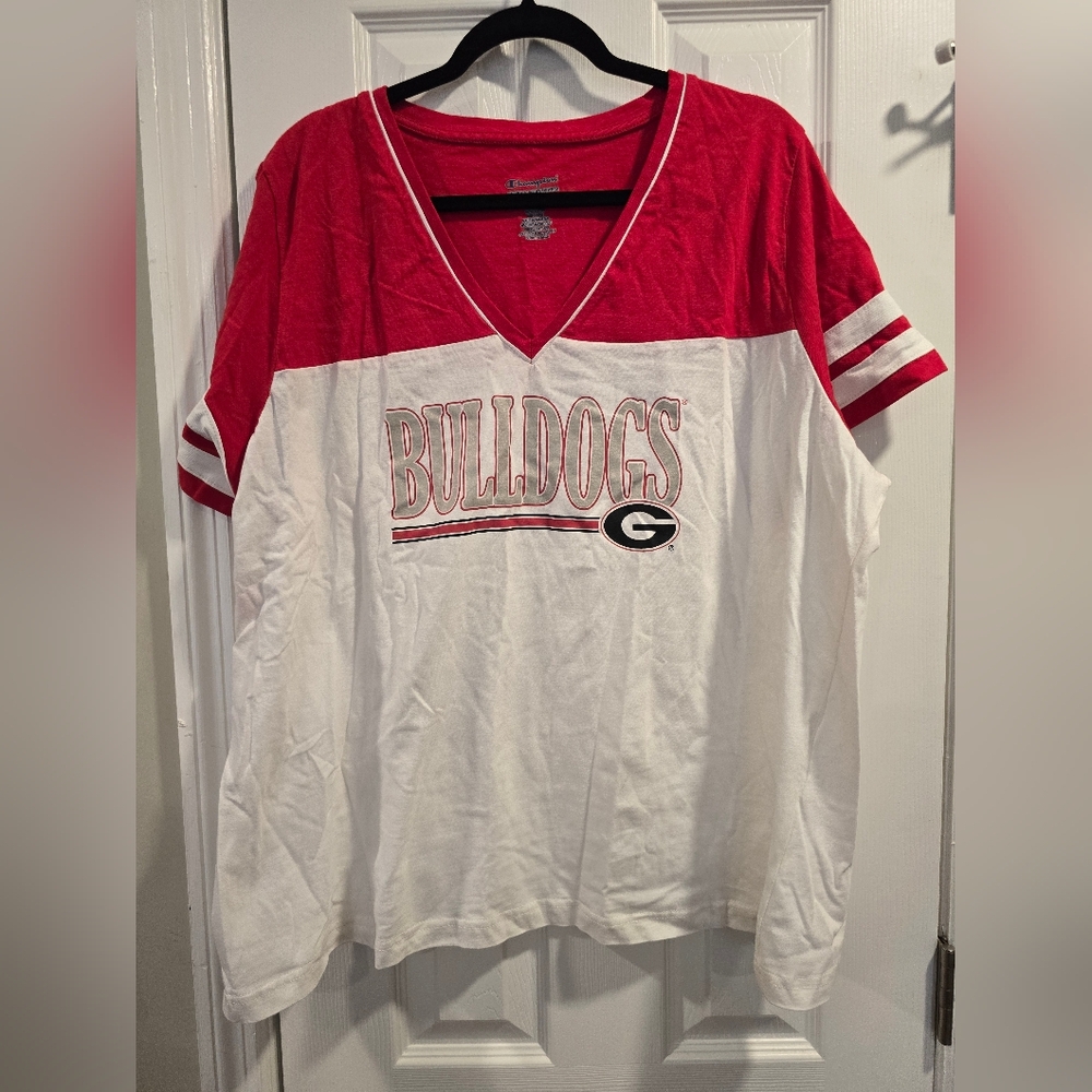 Champion Red and White Bulldogs Short Sleeve Tee